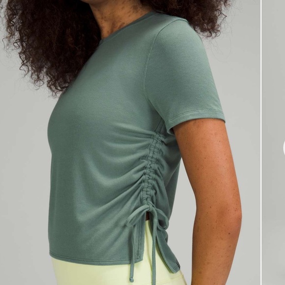 lululemon athletica Tops - Lululemon Side Cinch Ribbed T-Shirt, size 8, Tidewater Teal